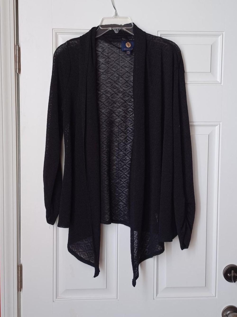 Adrienne Vittadini Black Open-Front Drape Cardigan